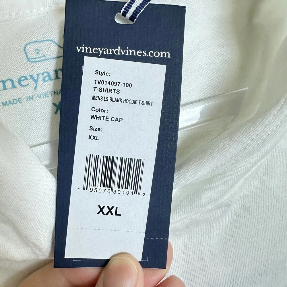 Vineyard Vines Mens XXL White Patriotic American Flag Whale Hoodie T-Shirt NWT